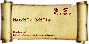 Matók Béla névjegykártya